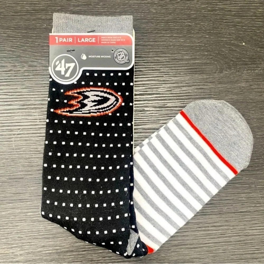 NWT ‘47 Anaheim Ducks NHL Moisture Wicking Willard Flat Knit Socks Men’s Women’s